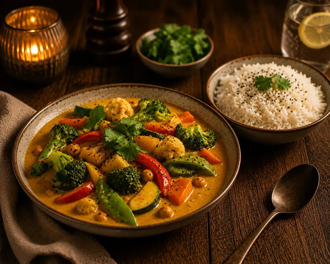 Veganes Gemüsecurry mit Reis